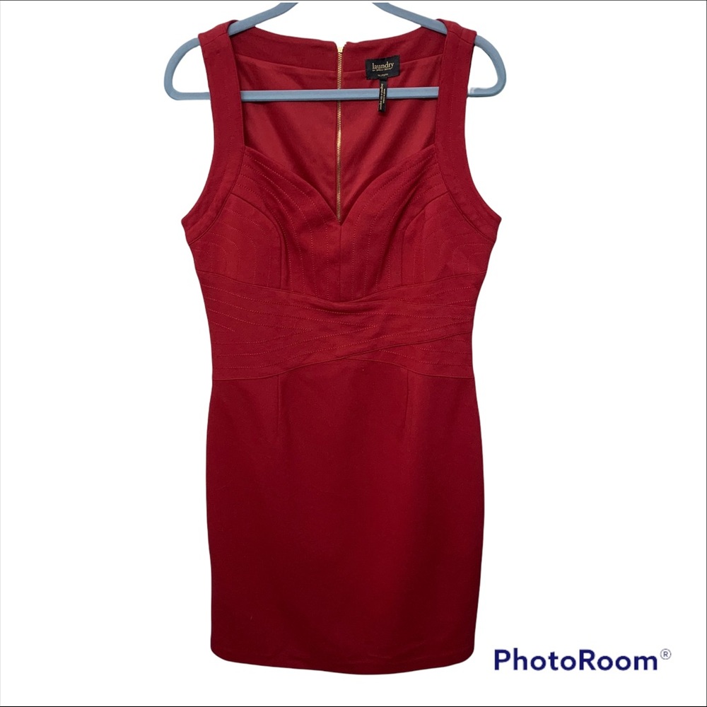 Laundry by Shelli Segal Red V-Neck Sleeveless Sheath Dress Size 12